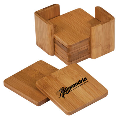 Alexandria Motors - Bamboo Square Coaster (6) and Holder Thumbnail